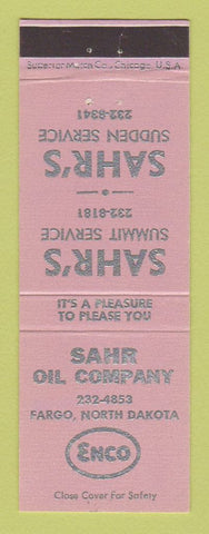 Matchbook Cover - Enco oil gas Sahr Fargo ND LAVENDER