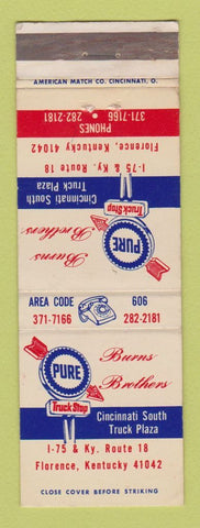 Matchbook Cover - Pure oil gas Florence KY Burns Brothers