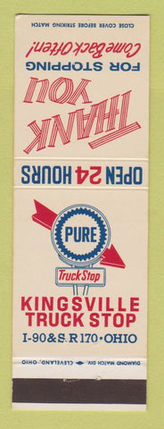 Matchbook Cover - Pure oil gas Kingsville Truck Stop OH