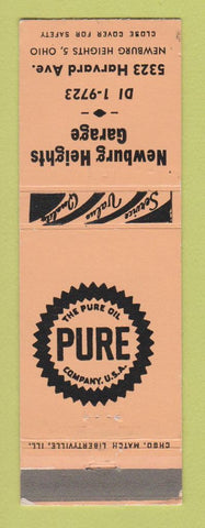 Matchbook Cover - Pure oil gas Newburg Heights Garage OH PEACH