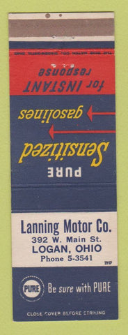 Matchbook Cover - Pure oil gas Lanning Logan OH