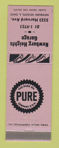 Matchbook Cover - Pure oil gas Newburg Heights Garage OH LAVENDER