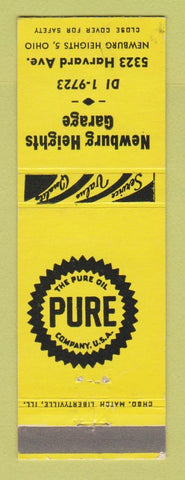 Matchbook Cover - Pure oil gas Newburg Heights Garage OH YELLOW