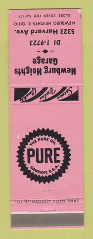 Matchbook Cover - Pure oil gas Newburg Heights Garage OH PINK