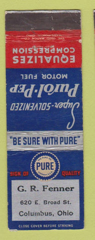 Matchbook Cover - Pure oil gas GR Fenner Columbus OH WEAR