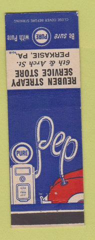 Matchbook Cover - Pure oil gas Reuben Streapy Perkasie PA
