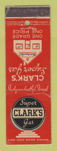 Matchbook Cover - Clark's oil gas feature WEAR LAMINATED