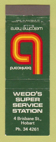 Matchbook Cover - Wedd's oil gas Hobart Australia Bankcard