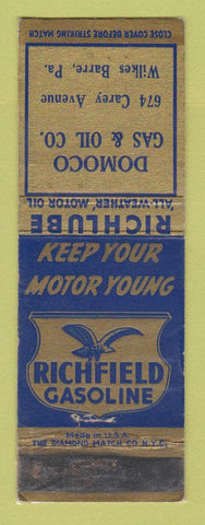 Matchbook Cover - Richfield oil gas Domoco Wilkes Barre PA WEAR #2 LAMINATED