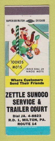 Matchbook Cover - Sunoco oil gas Zettle Milton PA LAMINATED