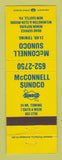 Matchbook Cover - Sunoco oil gas McConnell New Castle PA