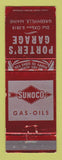 Matchbook Cover - Sunoco oil gas Porter's Greenville ME