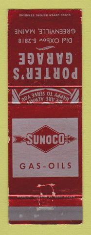 Matchbook Cover - Sunoco oil gas Porter's Greenville ME