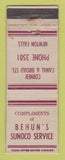 Matchbook Cover - Sunoco oil gas Behun's Newton Falls OH WEAR LAMINATED