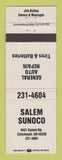 Matchbook Cover - Sunoco oil gas Salem Cincinnati OH