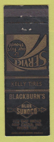 Matchbook Cover - Sunoco oil gas Blackburn's New Castle IN WORN LAMINATED