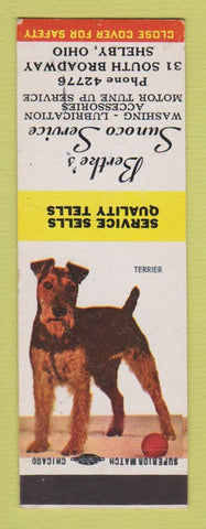 Matchbook Cover - Sunoco oil gas Bertke's Shelby OH Terrier SAMPLE