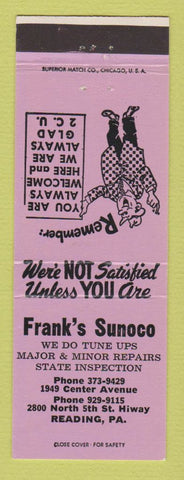 Matchbook Cover - Sunoco oil gas Frank's Reading PA LAVENDER