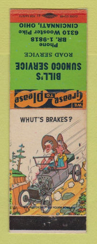 Matchbook Cover - Sunoco oil gas Bill's Cincinnati OH hillbilly LAMINATED