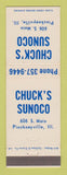 Matchbook Cover - Sunoco oil gas Chuck's Pinckneyville IL