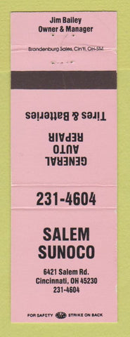Matchbook Cover - Sunoco oil gas Salem Cincinnati OH PINK