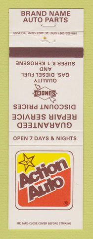 Matchbook Cover - Sunoco oil gas Action Auto CHAIN?