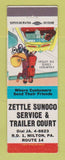 Matchbook Cover - Sunoco oil gas Zettle Milton PA