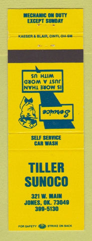 Matchbook Cover - Sunoco oil gas Tiller Jones OK