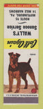 Matchbook Cover - Sunoco oil gas Wally's Mifflinburg PA Terrier WEAR LAMINATED
