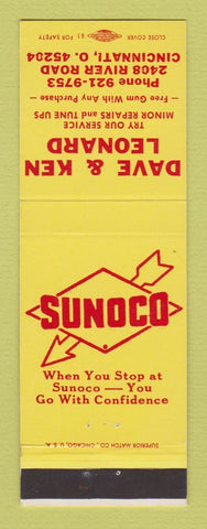 Matchbook Cover - Sunoco oil gas Dave & Ken Leonard Cincinnati OH