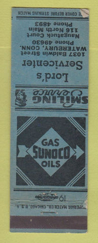 Matchbook Cover - Sunoco oil gas Lord's Waterbury CT WEAR