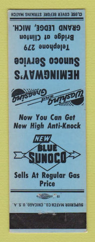 Matchbook Cover - Sunoco oil gas Hemingway's Grand Ledge MI LAMINATED