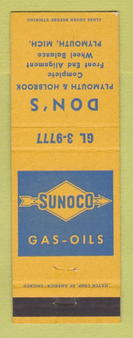 Matchbook Cover - Sunoco oil gas Don's Plymouth MI
