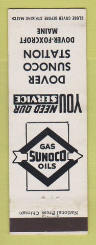 Matchbook Cover - Sunoco oil gas Dover Foxcroft ME