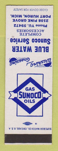 Matchbook Cover - Sunoco oil gas Blue Water Port Huron MI SAMPLE