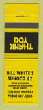 Matchbook Cover - Sunoco oil gas Bill White's WEAR