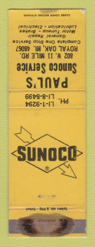 Matchbook Cover - Sunoco oil gas Paul's Royal Oak MI WORN LAMINATED