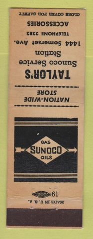 Matchbook Cover - Sunoco oil gas Taylor's US Tires LAMINATED