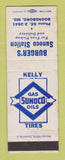 Matchbook Cover - Sunoco oil gas Burger's Boonsboro MD Kelly Tires WEAR