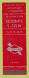 Matchbook Cover - Sunoco oil gas Moe's Turnersville NJ