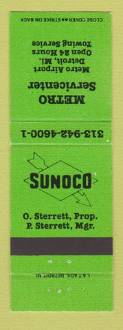 Matchbook Cover - Sunoco oil gas Metro Detroit MI GREEN