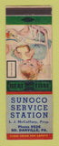 Matchbook Cover - Sunoco oil gas LJ McCaffery South Danville PA LAMINATED