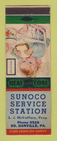 Matchbook Cover - Sunoco oil gas LJ McCaffery South Danville PA LAMINATED