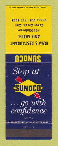 Matchbook Cover - Sunoco oil gas Irma's Restaurant Motel Trout Creek ON
