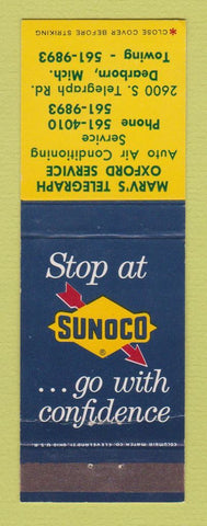 Matchbook Cover - Sunoco oil gas Marv's Telegraph Oxford Dearborn MI