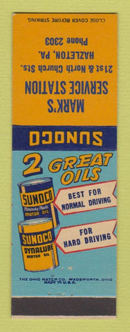 Matchbook Cover - Sunoco oil gas Mark's Hazleton PA