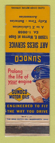 Matchbook Cover - Sunoco oil gas Art Siess  LAMINATED