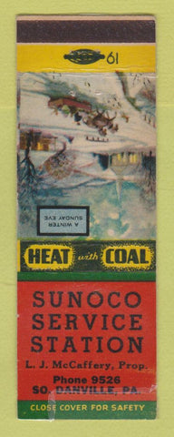 Matchbook Cover - Sunoco oil gas LJ McCaffery South Danville PA LAMINATED