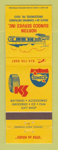Matchbook Cover - Sunoco oil gas Horton Service Breezewood PA