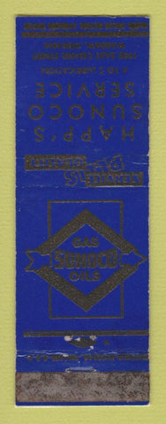 Matchbook Cover - Sunoco oil gas Happ's Service Warsaw IN WEAR LAMINATED